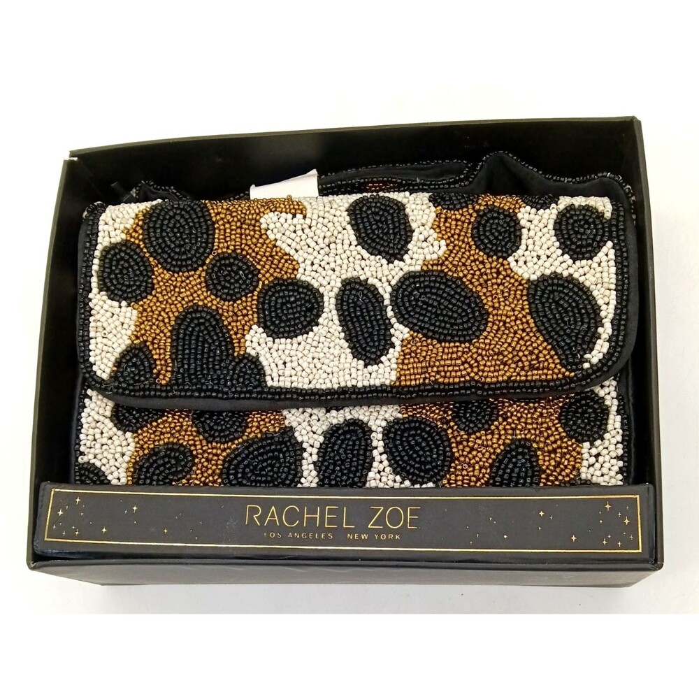 Rachel Zoe Leopard Beaded Shoulder Bag New In Box